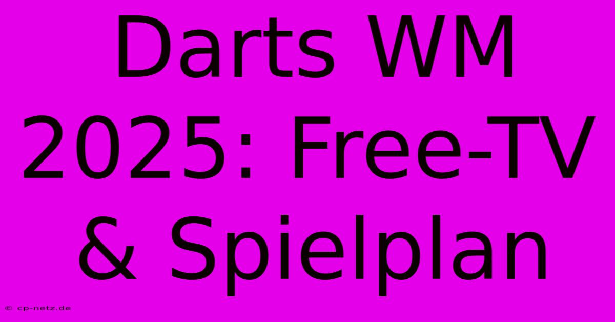 Darts WM 2025: Free-TV & Spielplan