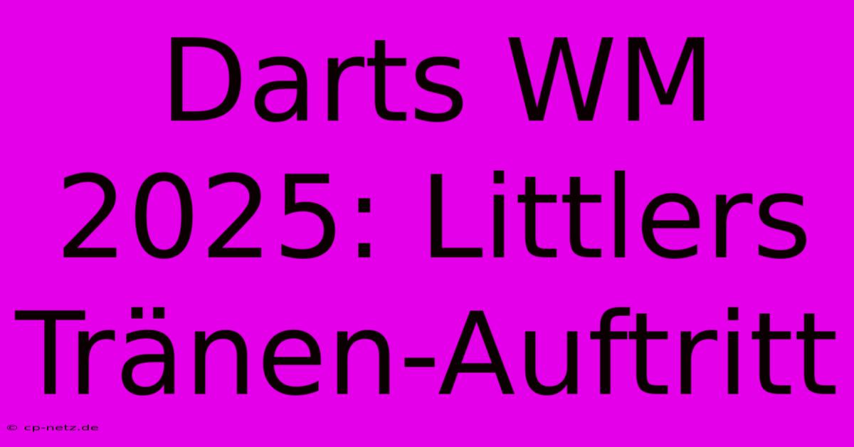 Darts WM 2025: Littlers Tränen-Auftritt