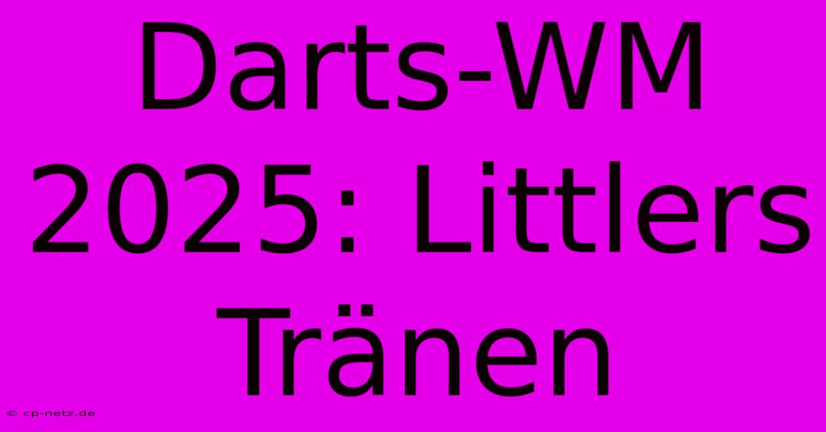 Darts-WM 2025: Littlers Tränen