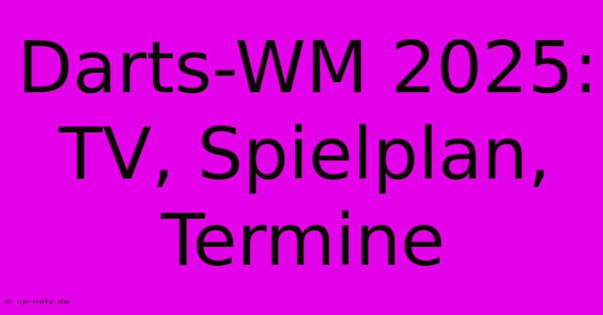 Darts-WM 2025: TV, Spielplan, Termine