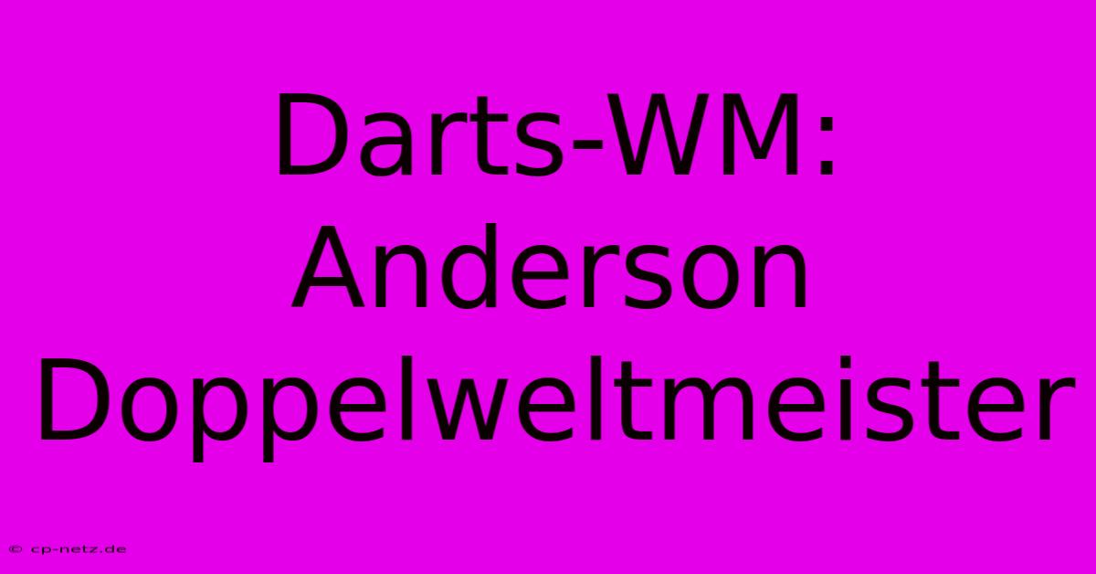 Darts-WM: Anderson Doppelweltmeister