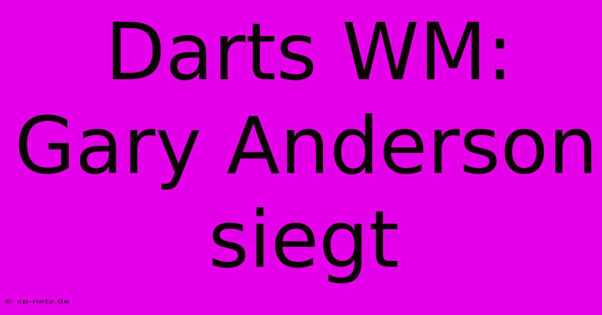 Darts WM: Gary Anderson Siegt