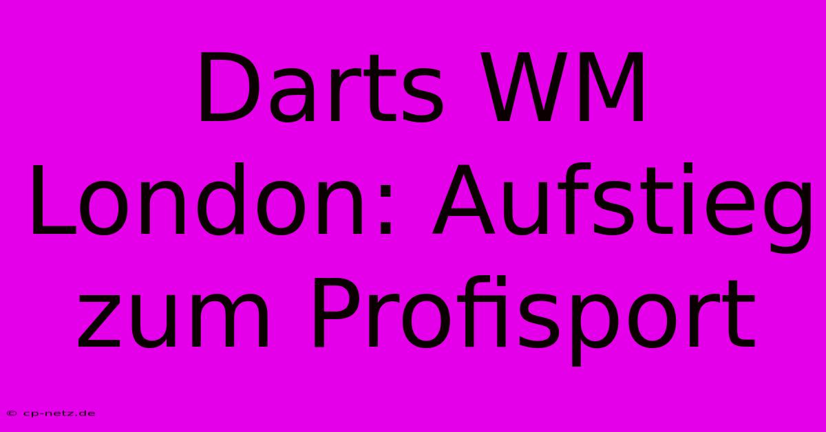 Darts WM London: Aufstieg Zum Profisport