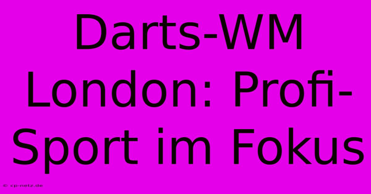 Darts-WM London: Profi-Sport Im Fokus