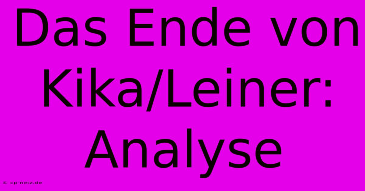 Das Ende Von Kika/Leiner: Analyse