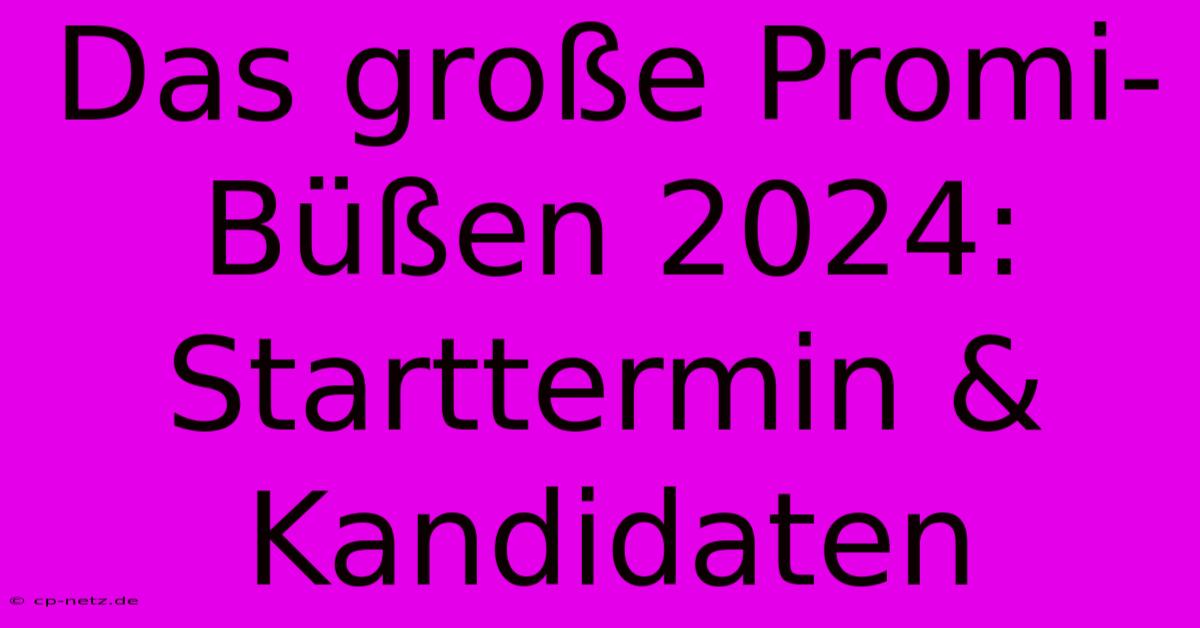 Das Große Promi-Büßen 2024:  Starttermin & Kandidaten