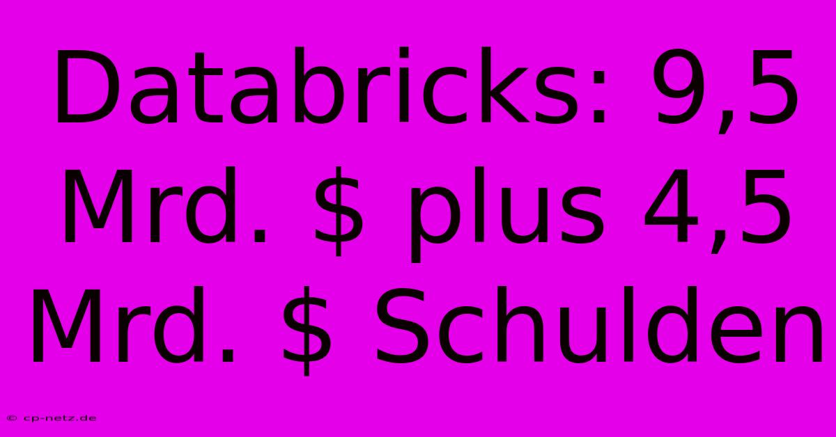 Databricks: 9,5 Mrd. $ Plus 4,5 Mrd. $ Schulden