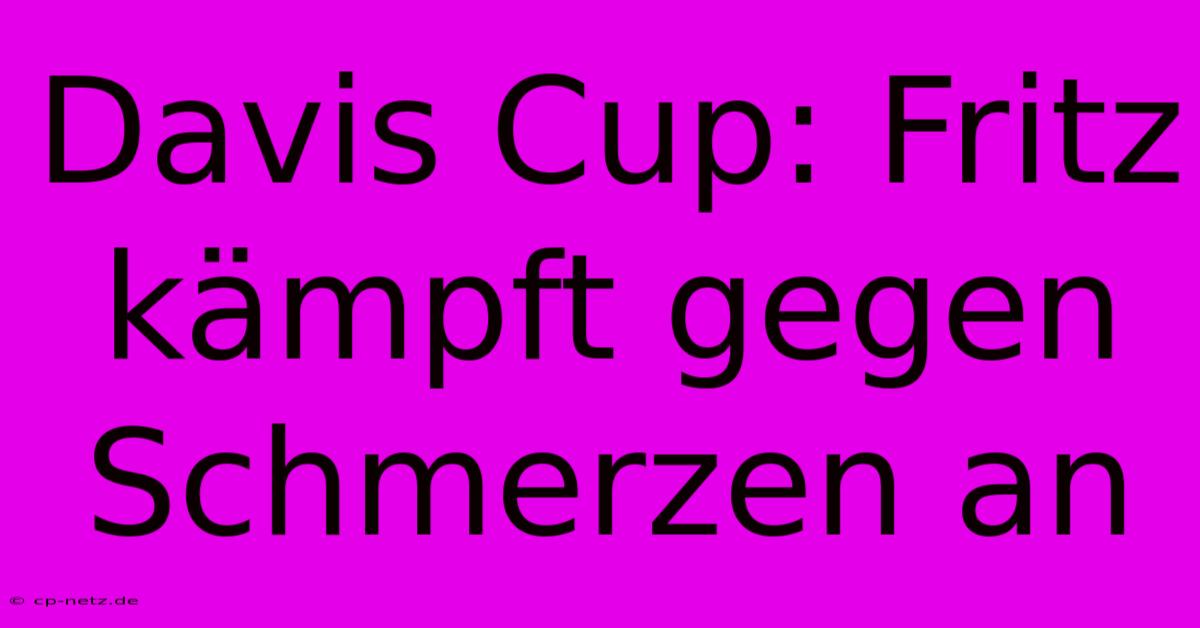 Davis Cup: Fritz Kämpft Gegen Schmerzen An