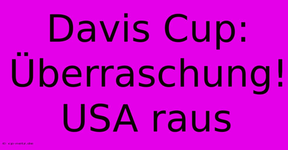 Davis Cup: Überraschung! USA Raus