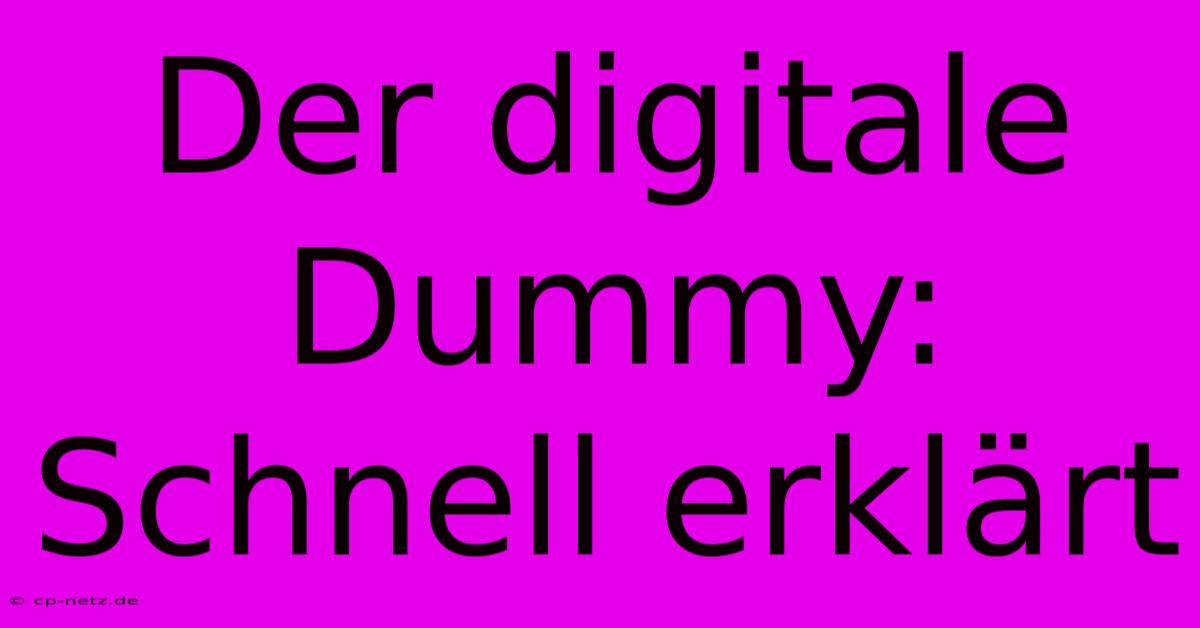 Der Digitale Dummy: Schnell Erklärt