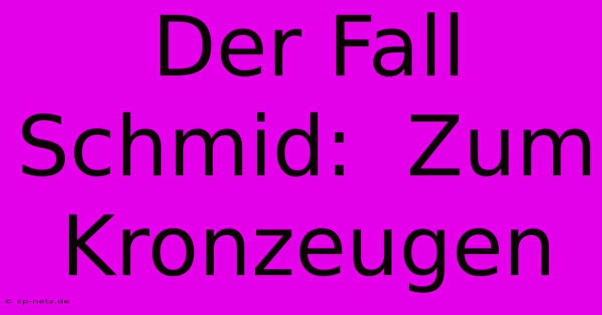 Der Fall Schmid:  Zum Kronzeugen