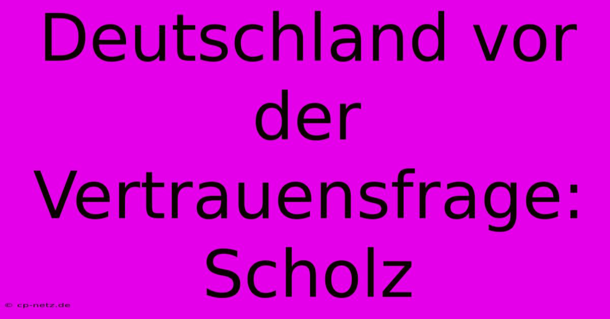 Deutschland Vor Der Vertrauensfrage: Scholz