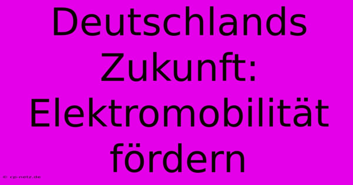 Deutschlands Zukunft: Elektromobilität Fördern