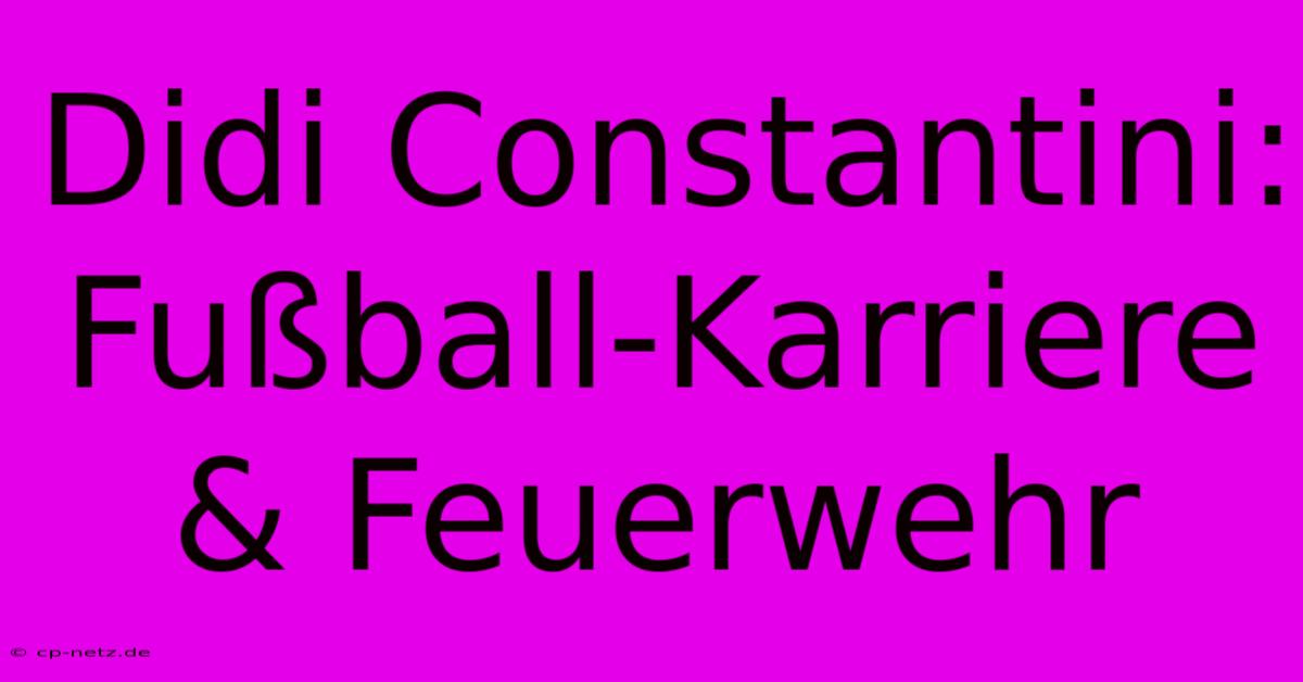 Didi Constantini: Fußball-Karriere & Feuerwehr