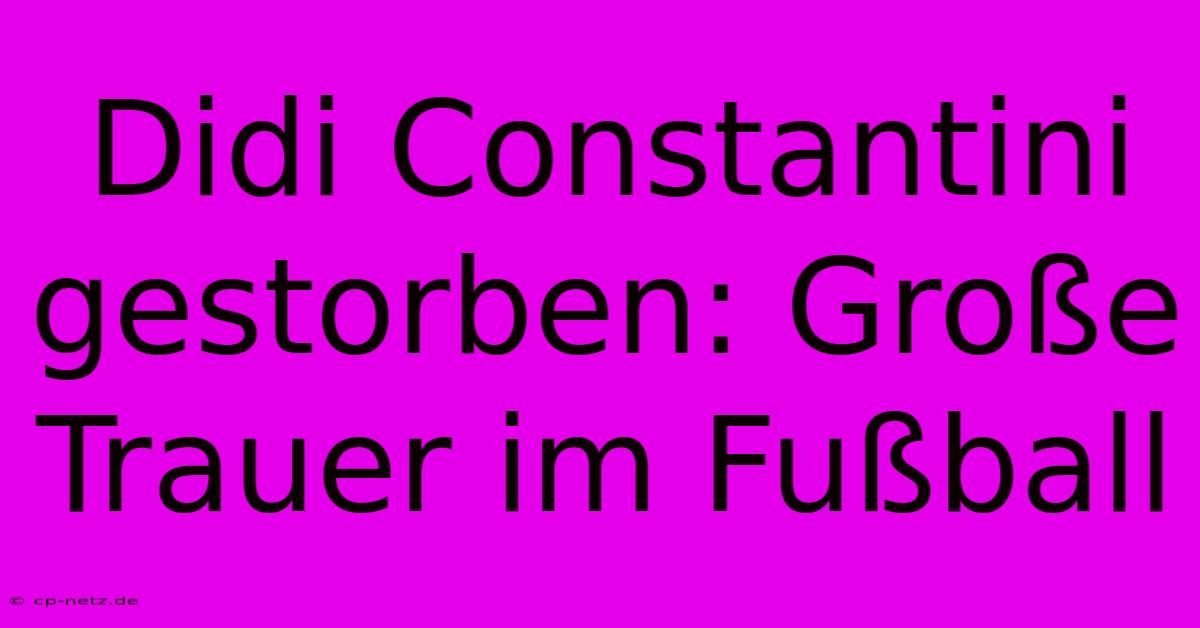 Didi Constantini Gestorben: Große Trauer Im Fußball