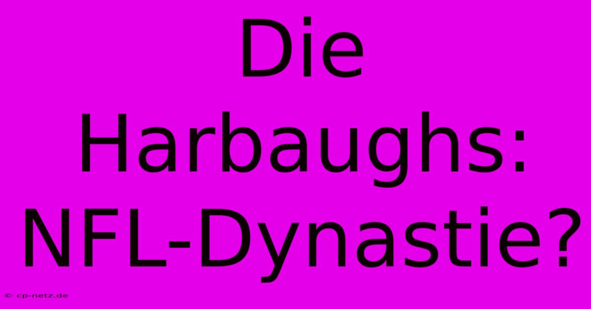 Die Harbaughs: NFL-Dynastie?