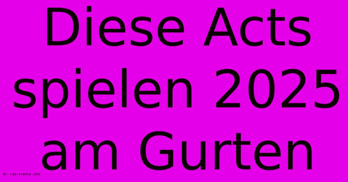 Diese Acts Spielen 2025 Am Gurten