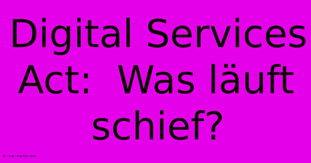 Digital Services Act:  Was Läuft Schief?