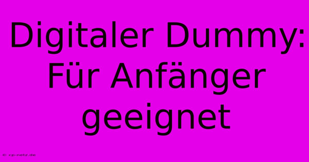 Digitaler Dummy: Für Anfänger Geeignet