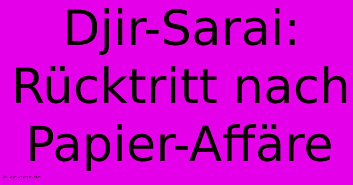 Djir-Sarai: Rücktritt Nach Papier-Affäre