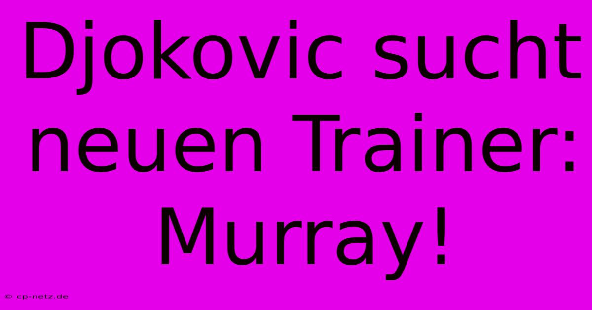 Djokovic Sucht Neuen Trainer: Murray!