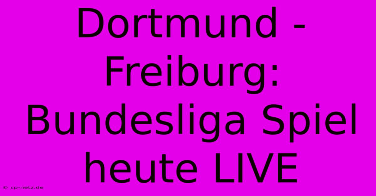 Dortmund - Freiburg: Bundesliga Spiel Heute LIVE