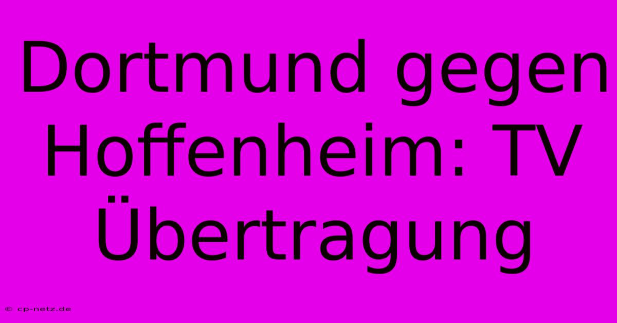 Dortmund Gegen Hoffenheim: TV Übertragung