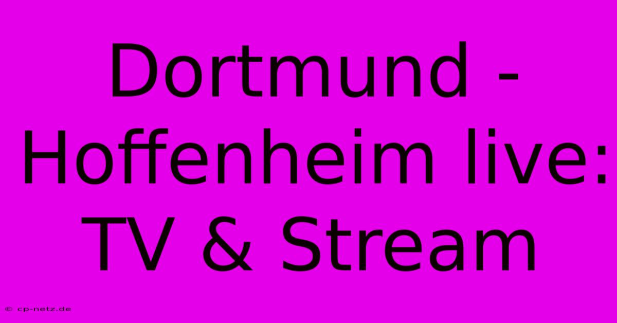 Dortmund - Hoffenheim Live: TV & Stream