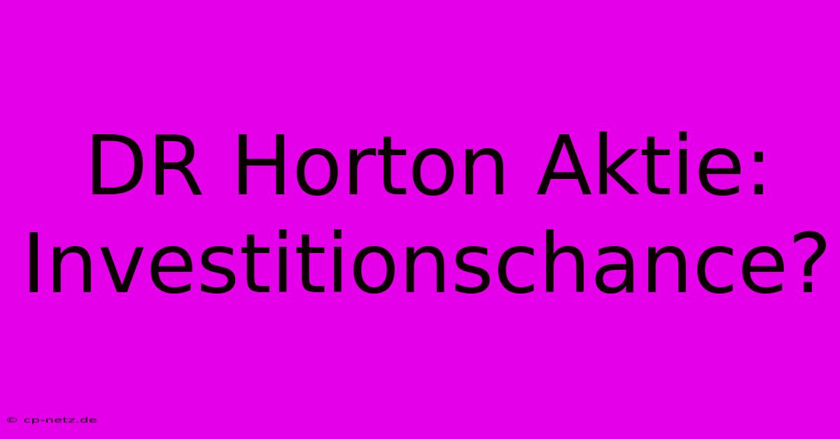 DR Horton Aktie: Investitionschance?