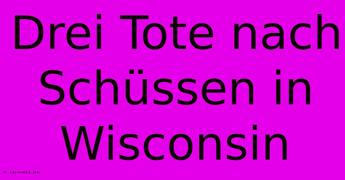 Drei Tote Nach Schüssen In Wisconsin