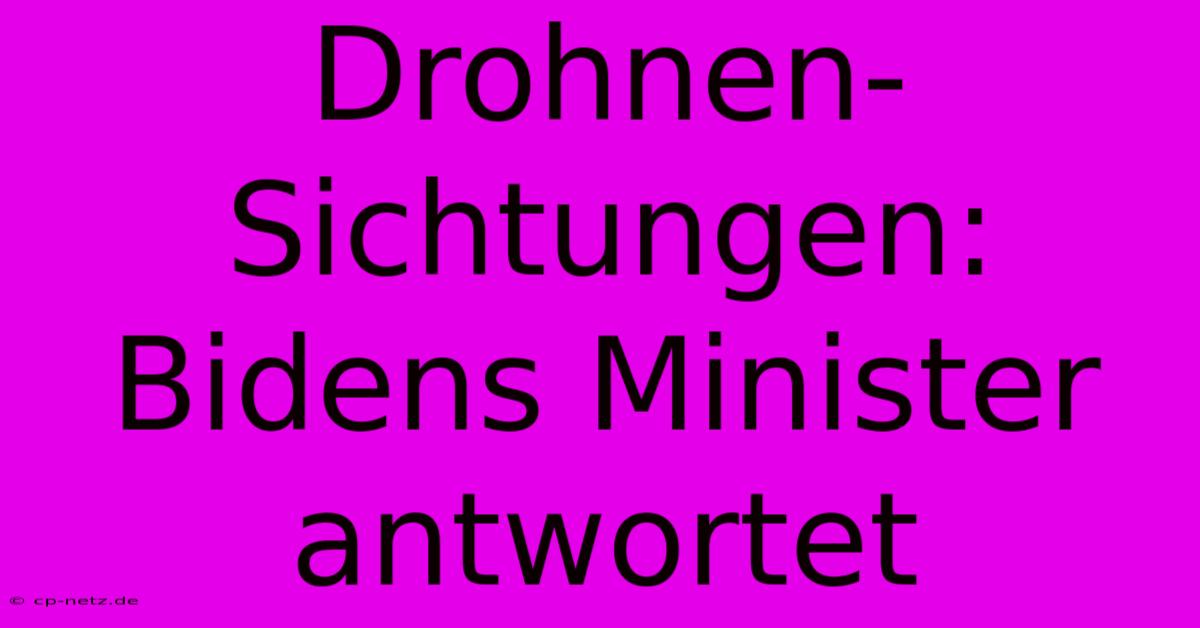 Drohnen-Sichtungen: Bidens Minister Antwortet