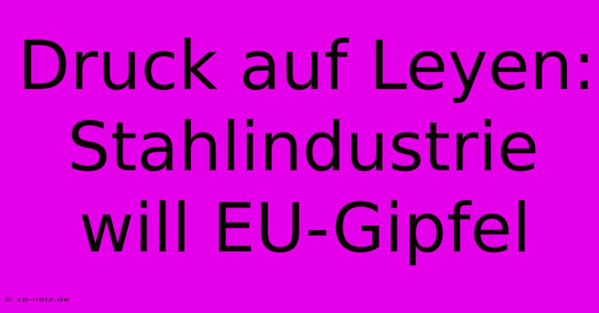 Druck Auf Leyen: Stahlindustrie Will EU-Gipfel