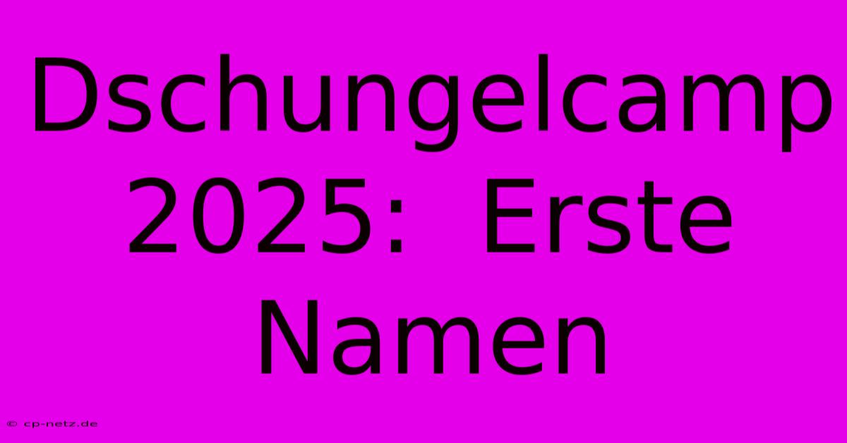 Dschungelcamp 2025:  Erste Namen