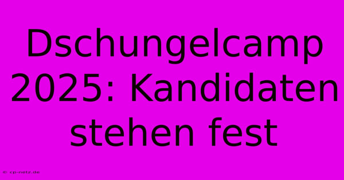 Dschungelcamp 2025: Kandidaten Stehen Fest