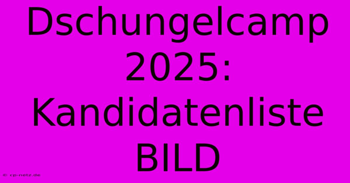 Dschungelcamp 2025: Kandidatenliste BILD