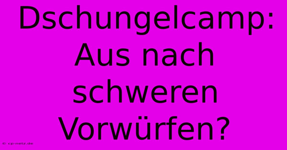 Dschungelcamp: Aus Nach Schweren Vorwürfen?