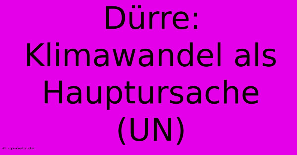 Dürre: Klimawandel Als Hauptursache (UN)