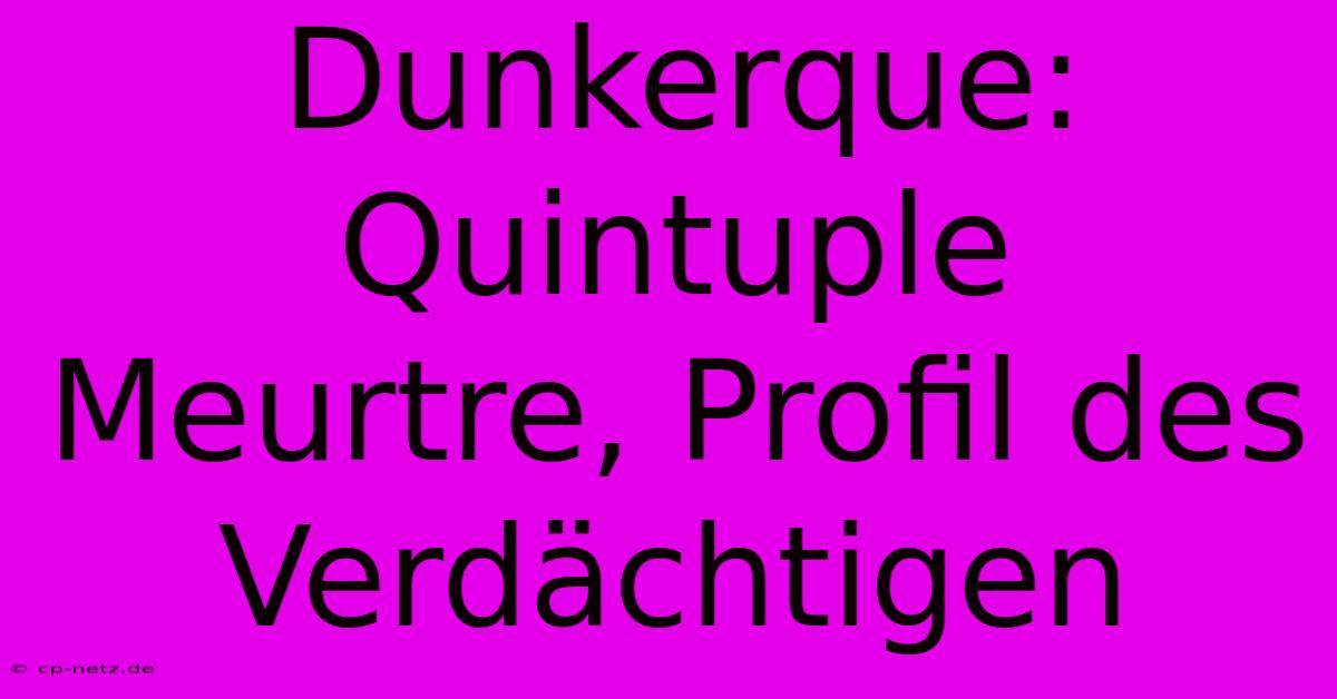 Dunkerque: Quintuple Meurtre, Profil Des Verdächtigen