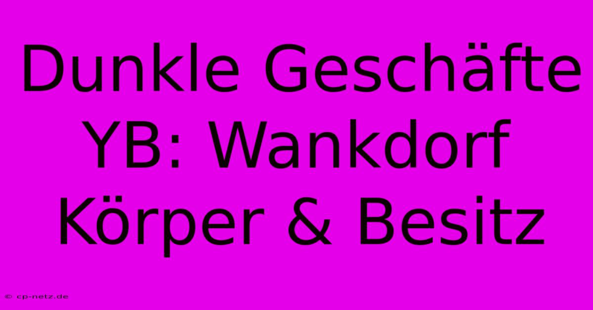 Dunkle Geschäfte YB: Wankdorf Körper & Besitz