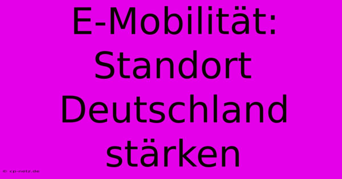 E-Mobilität: Standort Deutschland Stärken