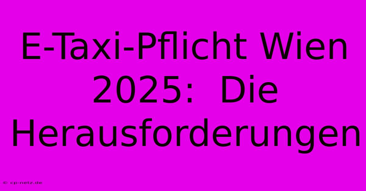 E-Taxi-Pflicht Wien 2025:  Die Herausforderungen