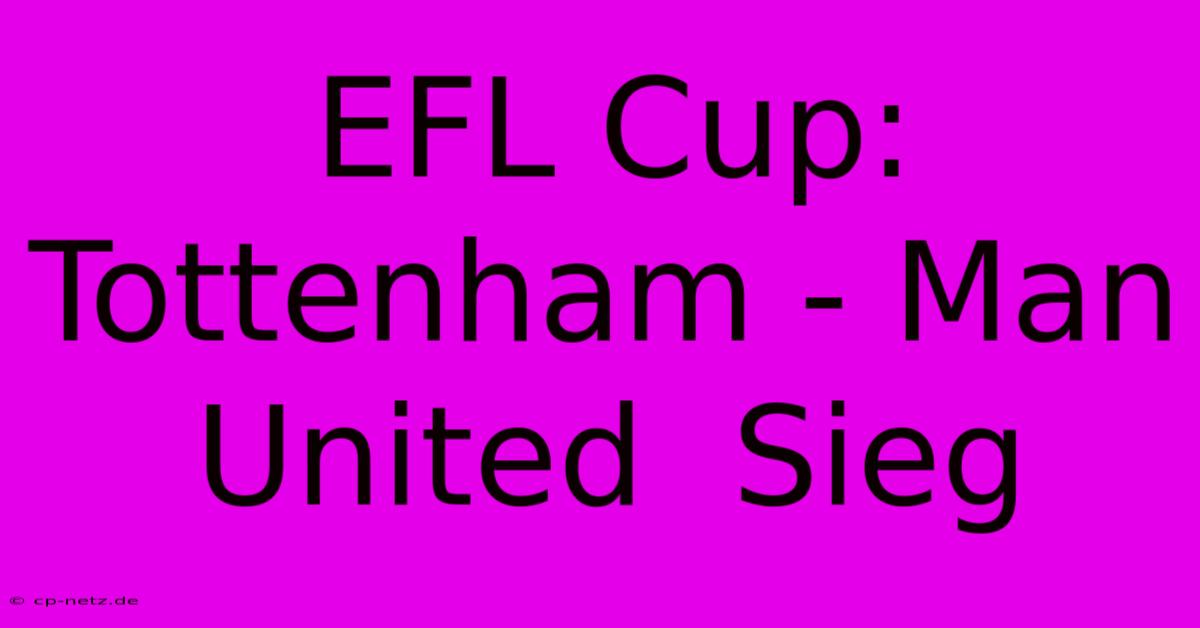 EFL Cup: Tottenham - Man United  Sieg