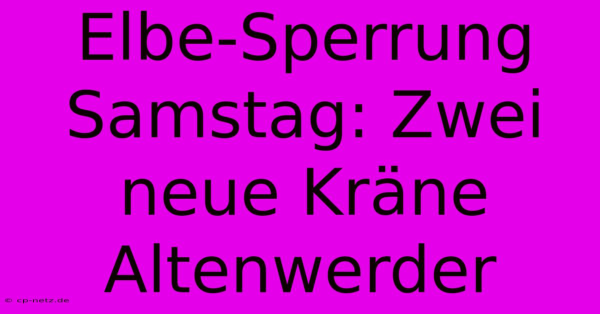 Elbe-Sperrung Samstag: Zwei Neue Kräne Altenwerder