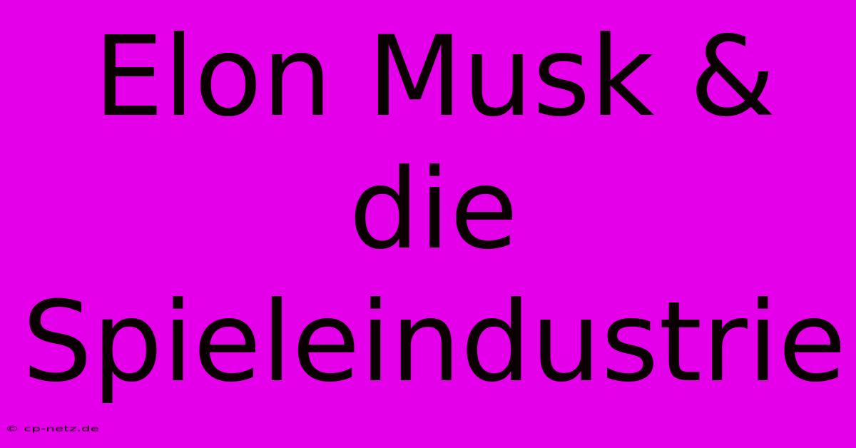 Elon Musk & Die Spieleindustrie