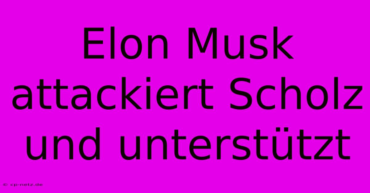 Elon Musk Attackiert Scholz Und Unterstützt