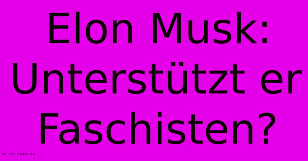 Elon Musk: Unterstützt Er Faschisten?