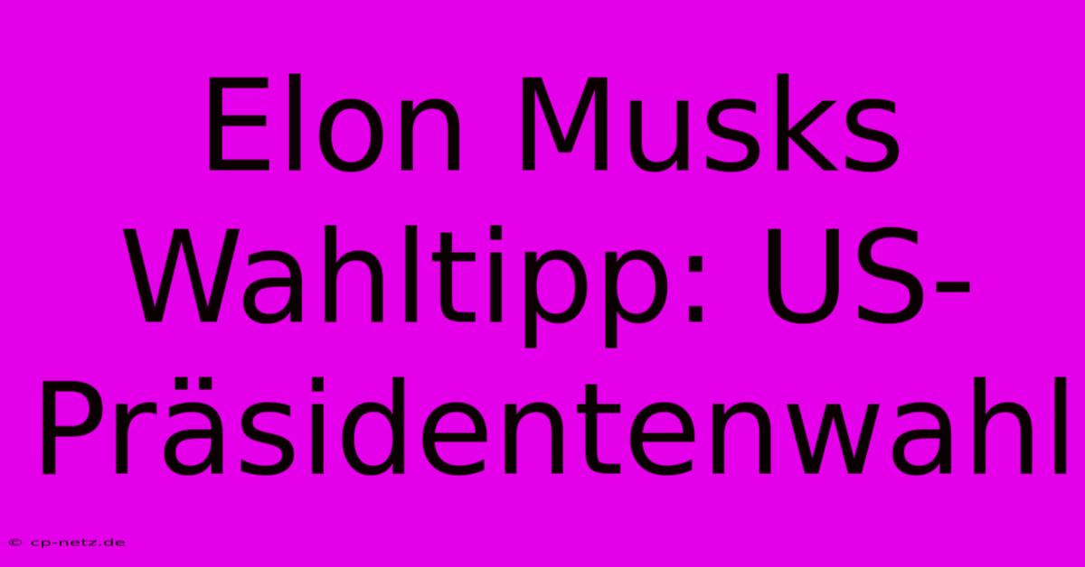 Elon Musks Wahltipp: US-Präsidentenwahl