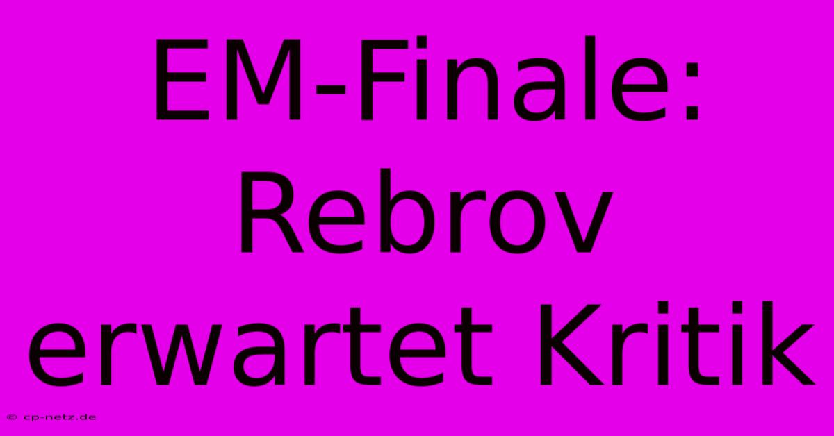 EM-Finale: Rebrov Erwartet Kritik