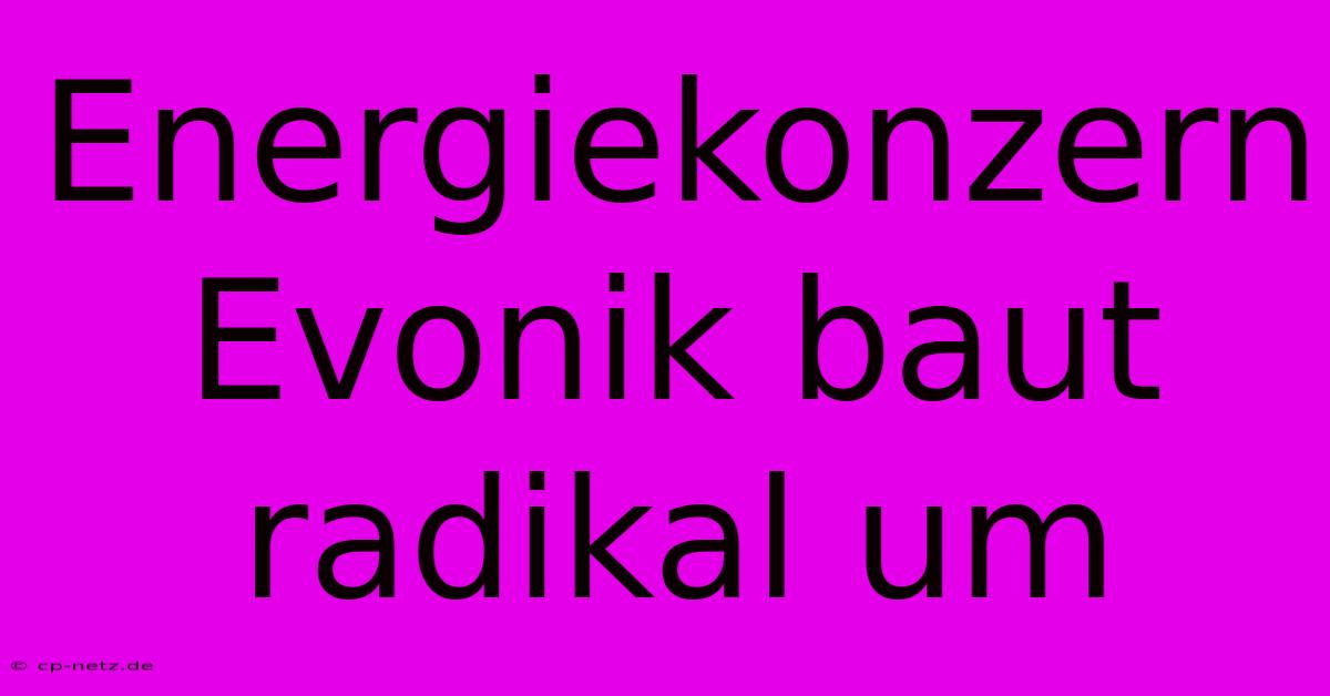 Energiekonzern Evonik Baut Radikal Um