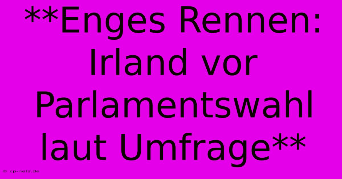 **Enges Rennen: Irland Vor Parlamentswahl Laut Umfrage**